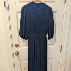 Nanette Lepore navy pleated jumpsuit, size 8